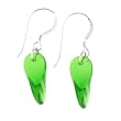 Anna Perrone Green Twisted Drop Glass Bead Earrings Finished with .925 Sterling Silver