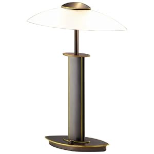 Holtkoetter Halogen Table Lamp with Glass Shade, Hand-Brushed Old Bronze with Satin White... by Holtkoetter