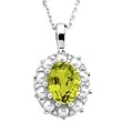 14K White Gold Peridot and Pearl Pendant
