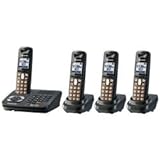 Panasonic KX-TG6444T DECT 6.0 Expandable 4-Handset Cordless Phone System with Dual Keypad, Talking Caller ID, Answering Machine and Talking Alarm Clock