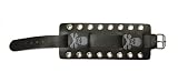 Black Wide Leather Cuff Wrist WatchBand with Skull