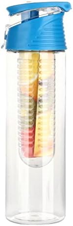 700ml Tritan Plastic 24oz Sport Water Bottle with Fruit Infuser and Carrying Handle Blue
