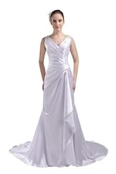 V-neck Belted Charmeuse  Dress with a Court Train 