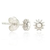 Sterling Silver 5mm Crystal Rhinestone Mini Kid Flower Junior Small Stud Earrings