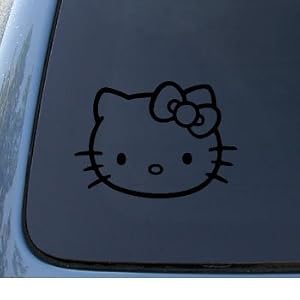 HELLO KITTY - Cat Feline - Car, Truck, Notebook, Vinyl Decal Sticker #1093 | Vinyl Color: Black