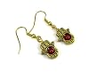 Hamsa Hand / Hand of Fatima, with Red Jade Dangle Earring