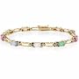 24k Gold Multi Color Created Opal Stones Genuine Diamond Accent Bracelet