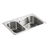 Buy KOHLER K-3361-4-NA Staccato Dual Large Medium Self-Rimming Kitchen Sink by Kohler