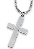 Cross Pendant in Stainless Steel with .01ct Genuine Diamond including 24" Stainless Steel Curb Chain.
