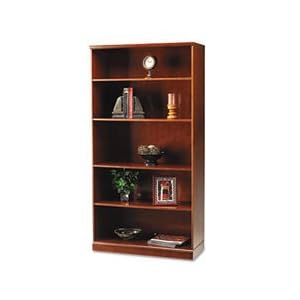 Mayline Sorrento Series Bookcase, 5 Shelves, Cherry, 36 W by 15 D by 70h