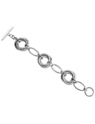 ELLE Jewelry Sterling Silver Interlocking Rings Stations Bracelet