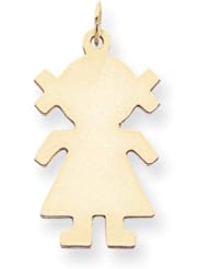 14k Plain Medium .018 Gauge Engravable Girl Charm