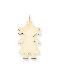 14k Plain Medium .018 Gauge Engravable Girl Charm