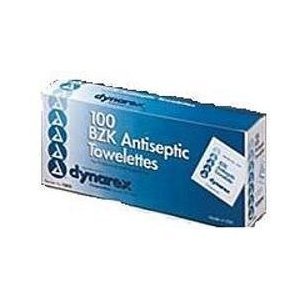 Antiseptic Wipe Benzalkonium BZK First Aid Wipes 100 Box by Dynarex