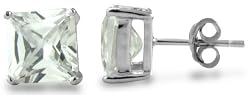 Sterling Silver 5.0 CTW Square CZ Basket Earrings