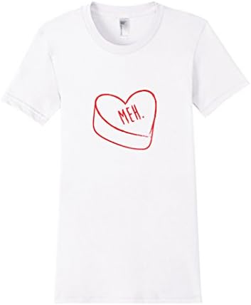 Women's Meh Candy Conversation Heart Anti-Valentines Day T-Shirt Medium White