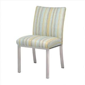 Lorenzo Dining Chair in Brushed Steel Seat Type: Fabric - Bamboo Teak, Application: Commercial by