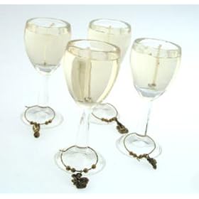 4 Mini White Wine glasses CANDLES and CHARMS glass home by Lava