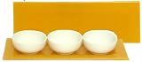 Mango Yellow Layered Glass Tray 14"x4" with Porcelain Bowls 1.75"H