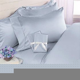 Solid Blue 300 thread count Attached Queen size Waterbed sheet set with POLE attachments 100% Egyptian Cotton By sheetsnthings