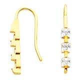 14K White or Yellow Gold Three-Stone Princess Cut Diamond Earrings - 0.36 Ct., 0.60 Ct., 0.78 Ct., 1.20 Ct., 1.38 Ct. or 1.80 Ct. (ALSO AVAILABLE WITH GEMSTONES)