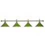 Sterling Solid Brass Pool Table Lamp, 71", 4 Green Aluminum Shades