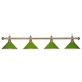 Sterling Solid Brass Pool Table Lamp, 71, 4 Green Aluminum Shades