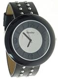 HENLEY ROUND BLACK MIRROR DIAL WATCH WITH BLACK STUDDED STRAP STRAP