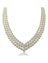 14K 4-7mm graduated 3 strand freshwater cultured pearl necklace, 16/17/18"