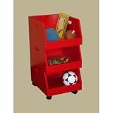 Sourcing Solutions Kids 3-Piece Stacking Bins on Wheels, Red