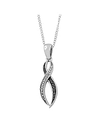 Sterling Silver with Black Diamond Open Infinity Necklace (18 inch)