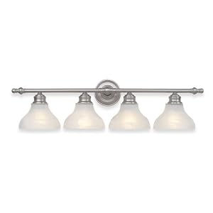 Royce Lighting RV800 4-12 Fairlawn Four-Light Vanity Brushed Steel with White Alabaster... by Royce Lighting