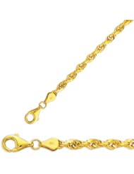 9" 10K Yellow Gold 5.0mm (1/5") Polished Solid Diamond Cut Royal Rope Chain w/ Pear Shape Clasp