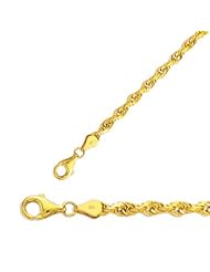 24" 10K Yellow Gold 5.0mm (1/5") Polished Solid Diamond Cut Royal Rope Chain w/ Pear Shape Clasp