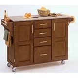 Kitchen Cart with Granite Top - Oak (Oak) (36H x 52.5W x 18D)