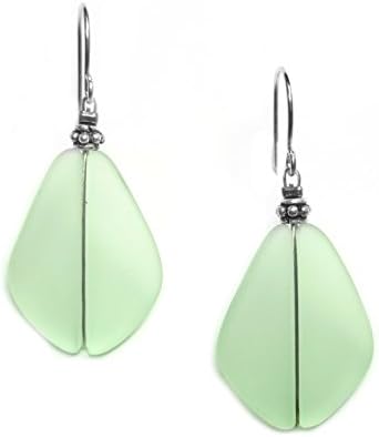 Solares Silvertone Light Green Glass Earrings