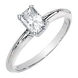 Gorgeous! Women's 14k White-gold 6x4MM=(1/2CT) Emerald-Shape Moissanite Solitaire Engagement Ring