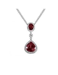 4.55Ct Oval+ Pear Shaped Ruby & VS Diamond Pendant 18k Gold