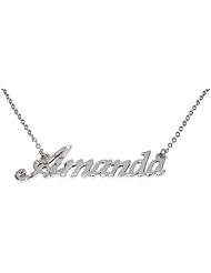Name Necklaces Amanda - Personalized Necklace White Gold Plated 18K, Belcher Chain, 2mm Thick