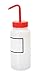 Vestil BTL-WW-16R-LBL Wide Mouth Low Density Polyethylene (LDPE) Round Squeeze Wash Bottle with Label and Red Cap, 16 oz Capacity, Translucent