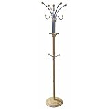 ORE International R685NA Six Foot Wood and Chrome Coat Rack Natural Finish