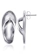Sterling Silver Flip Flop 0.5" X 0.25" Stud Back Post Earrings
