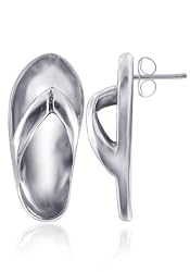 Sterling Silver Flip Flop 0.5" x 0.25" Post Back Stud Earrings