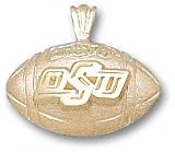 Oklahoma State Cowboys Solid 10K Gold ''oSu'' Football Pendant