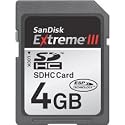SanDisk 4 GB Extreme III SDHC Card (SDSDRX3-4096-A21, Retail Package)