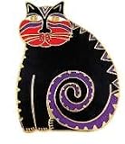 Clearly Charming Mythical Cat Gold Pin by Laurel Burch ( cat jewelry, kitten, kitty, feline, animal)