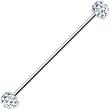 14 Gauge Clear Crystal Ferido Ball Industrial Barbell