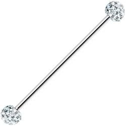 14 Gauge Clear Crystal Ferido Ball Industrial Barbell