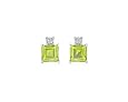 Sterling Silver 5mm Square Peridot and Diamond-Accent Earrings