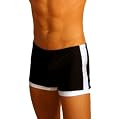 MENS BLACK INSERT BOXER SWIMSUIT GARY MAJDELL SPORT